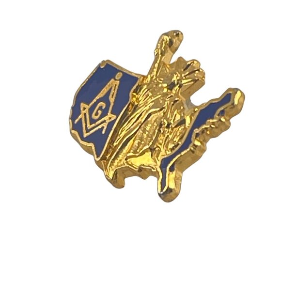 Freemason USA Statue Of Liberty Lapel Pin Enamel Gold Tone Masonic Symbol Badge - Picture 7 of 8
